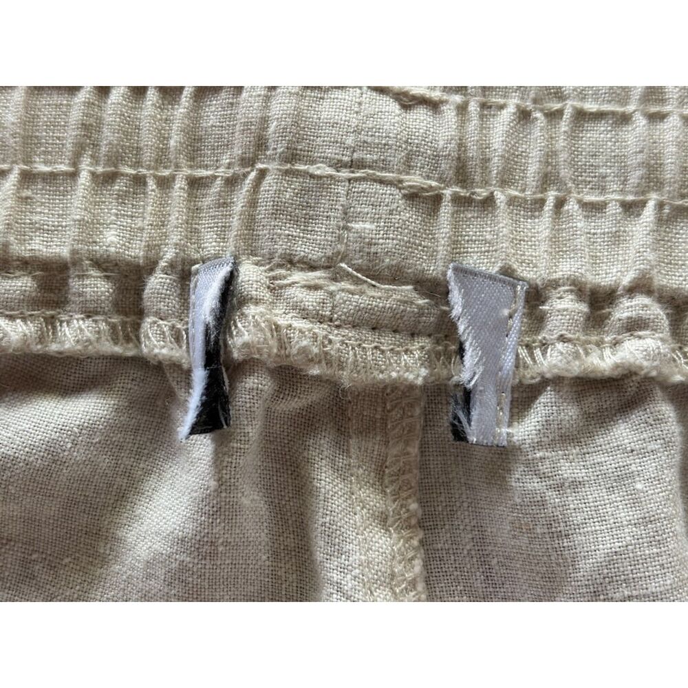 Allen Allen 100% Linen Wide Leg Drawstring Pants Size Large Natural - Picture 5 of 6